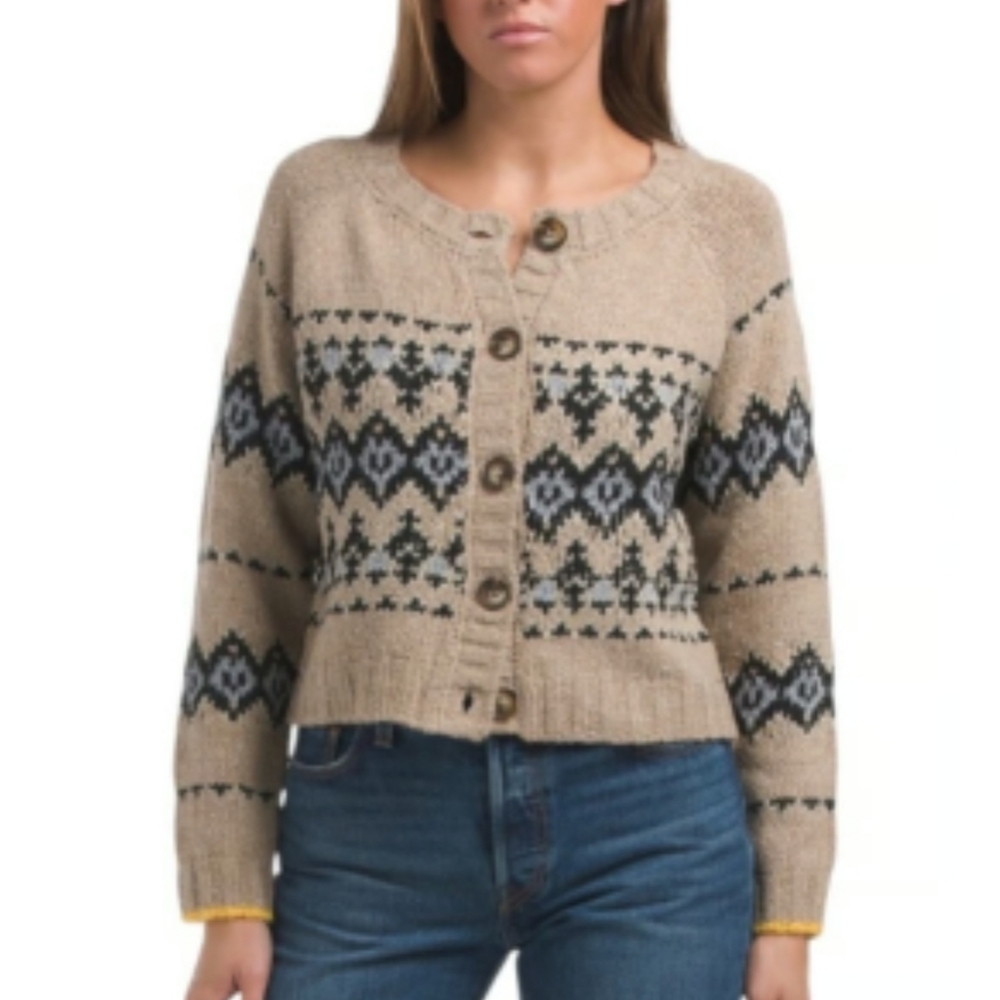 Magaschoni Buttoned Cardigan Fair Isle Women Size L